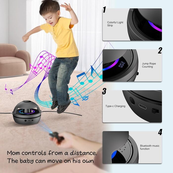 Електронна скакалка Smart з Bluetooth, LED-лічильником та дистанційним керуванням, налаштовувана швидкість 1-10, для декількох користувачів