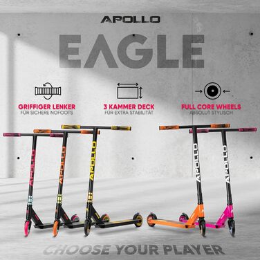 Трюковий самокат Apollo Eagle для дітей, підлітків та дорослих, професійний трюковий скутер із підшипниками ABEC 9, колесами 110 мм, чорний/м'ятний/рожевий