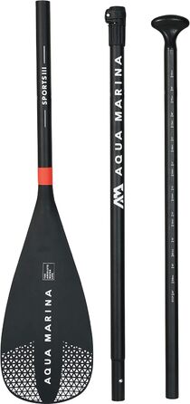 Весло Aqua Marina Sports III регульоване алюмінієве для SUP, чорне, 165–210 см