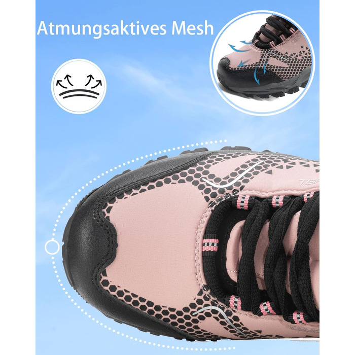 Водонепроникні трекінгові черевики для чоловіків та жінок. Легкі туристичні черевики для хайкінгу, розміри 38-46 EU, колір рожевий