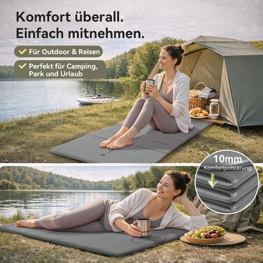 Килимок для йоги FunLife XXL 190x66x10 мм Stone Grey - для пілатесу, фітнесу та гімнастики (складний, нековзкий)