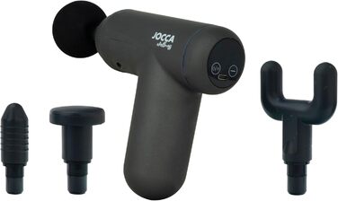 JOCCA Вібромасажер високочастотний, 32 рівні, 4 насадки, LED-дисплей, USB, 3000 об/хв, для шиї, спини, талії, рук і ніг, чорний
