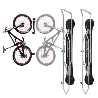 Тримач для велосипедів Steadyrack – поворотна настінна підставка для гірських велосипедів, витримує 35 кг, для коліс 20'-29' та шин 2.1'-2.8', складна настінна монтаж для економії місця (2 шт. в упаковці, хром)