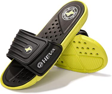HEVA Шльпанці чоловічі літні сандалі (45 EU, чорний/лимонний)
