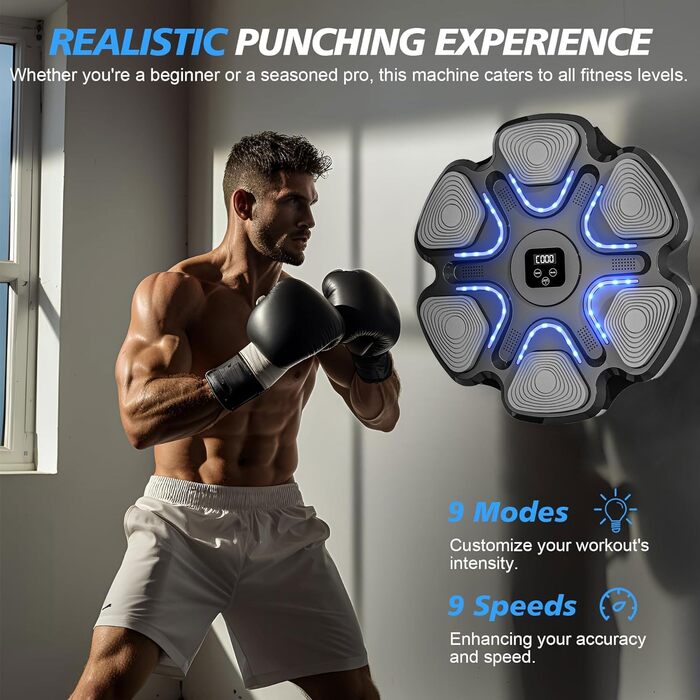Музична Bluetooth бокс-машина для дому, настінний тренажер для боксу, електронне обладнання для ударів, розумна система тренувань, зняття стресу, професійна