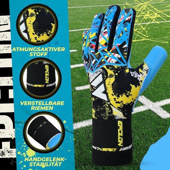 Дитячі та юнацькі воротарські рукавички Torwarthandschuhe: дихаючі та зручні рукавички з латексного піноматеріалу для хлопчиків, дівчаток та юніорів (9, Cyan)