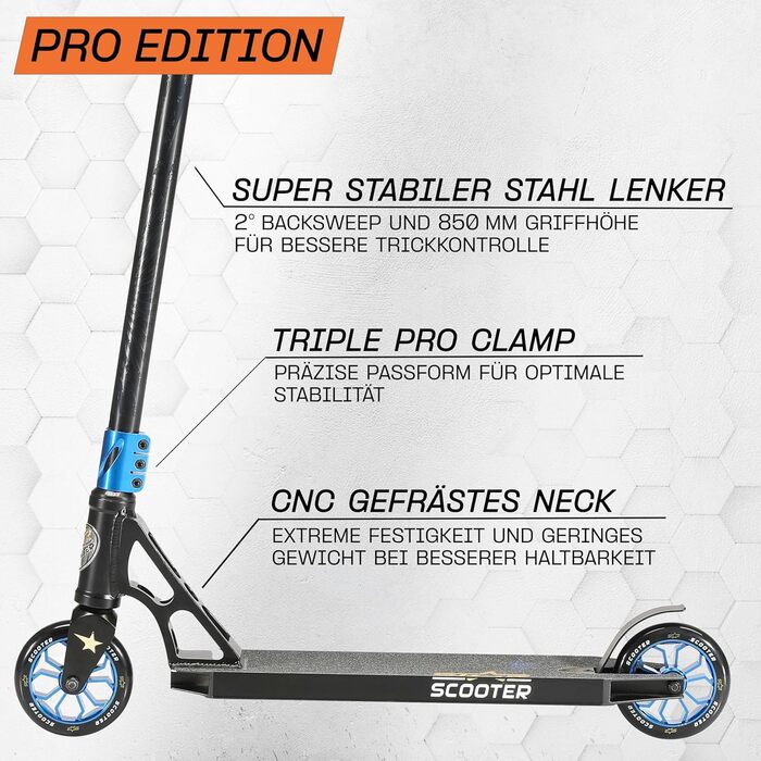 Трюковий самокат STAR SCOOTER 110мм, алюмінієвий, ABEC-9, для дітей від 8 років, для міста, HIC, для досвідчених