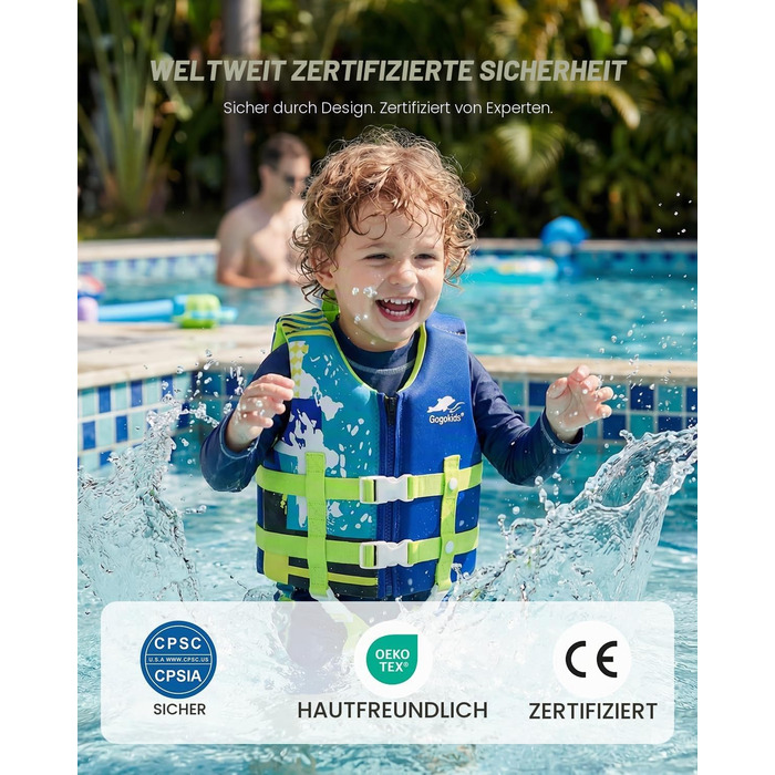 Дитячий рятувальний жилет Gogokids Float Jacket для плавання (2-9 років, 15-35 кг, S, блакитний)