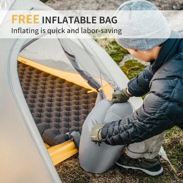 Каремат Naturehike Thermal 6.5 R - самонадувний ізомат для кемпінгу 4 сезони, 10 см, ультралегкий, морозостійкий
