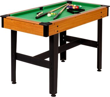 Більярдний стіл GAMES PLANET COMPACT 122×61×76 см, темне дерево, червоне сукно, з аксесуарами, 3 кольори, сертифікований