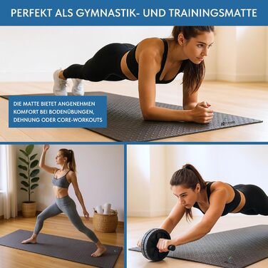Захисний килимок для бігової доріжки, еліптичного тренажера та йоги 200x100 см, товщина 7 мм, протиковзний, чорний