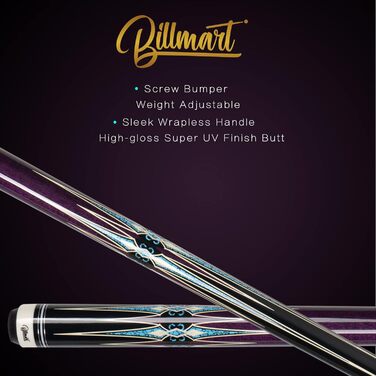 Більярдні кийки з жорстким кейсом, 2 шт., 147,3 см, з наконечником 13 мм, для більярдного столу, Pool Queue, 19-21 oz, фіолетовий колір