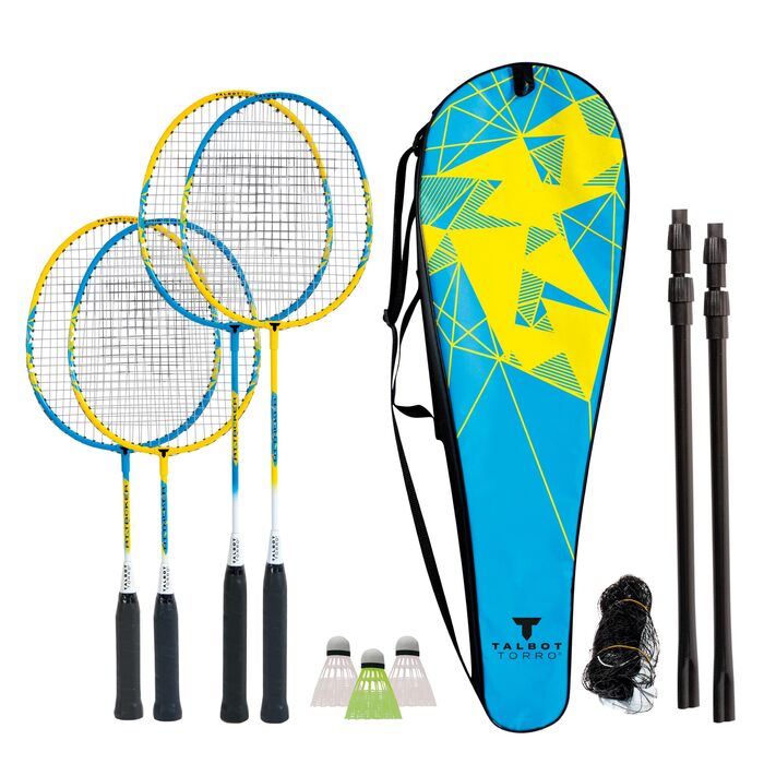 Бадмінтон Talbot-Torro Family Set: Комплект для гри (2 дитячих ракетки 53 см, 2 стандартні ракетки, 3 волани, сітка, сумка)
