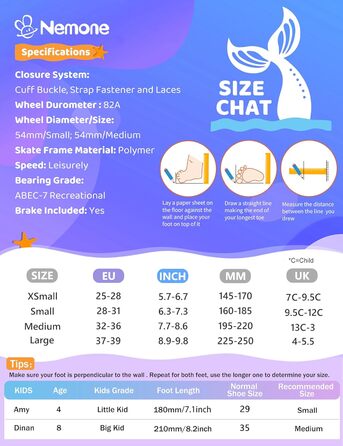 Дитячі ролики Nemone для дівчаток, блакитно-фіолетові, 4 розміри, регульовані, для катання в приміщенні та на вулиці