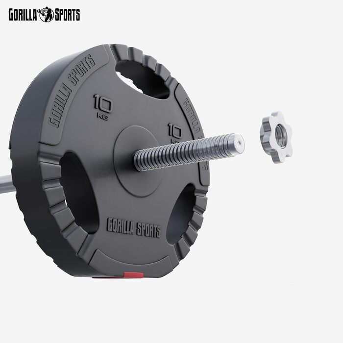 Диски для гантелей GORILLA SPORTS, набір і окремо, 1,25-30 кг, полімер, 30/31 мм, Tri-Grip