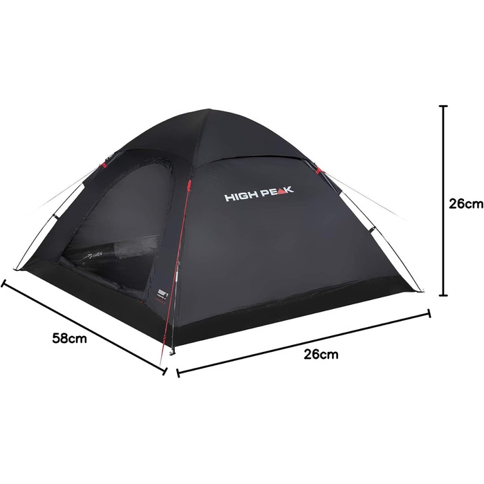 Купол-намет High Peak Monodome XL: намет для кемпінгу на 4 особи, іглу, фестивальний намет з підлогою, чорний