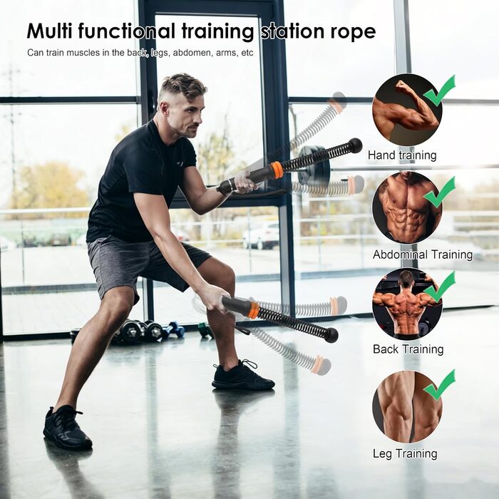 Бійцівське канат Ropeless Adjustable - 2 шт. (Чорний) для дому, фітнесу та спалювання жиру