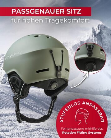Шолом для гірських лиж та сноуборду BLACK CREVICE Aspen, розмір M (54-57 см), військово-зелений — легкий Inmould з системою регулювання RFS