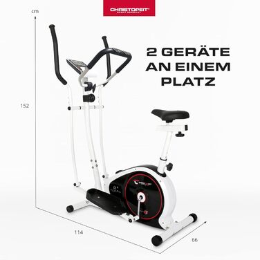 Ергометр Christopeit Crosstrainer CT 4: 2-в-1 тренажер для кардіо та силових вправ, з магнітною системою гальмування 7 кг, 8 рівнів опору, LCD-дисплеєм, датчиками пульсу та підставкою для планшету – для щадного впливу на суглоби