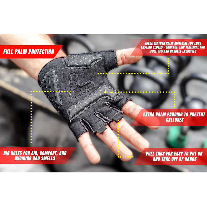 Рукавички для важкої атлетики Fit Active Sports Max Grip (чоловічі/жіночі, сірі, L) - для тренажерного залу, фітнесу, велоспорту, з антиковзким покриттям