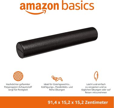 Amazon Basics Поролоновий фітнес-ролик високої щільності 90 см чорний