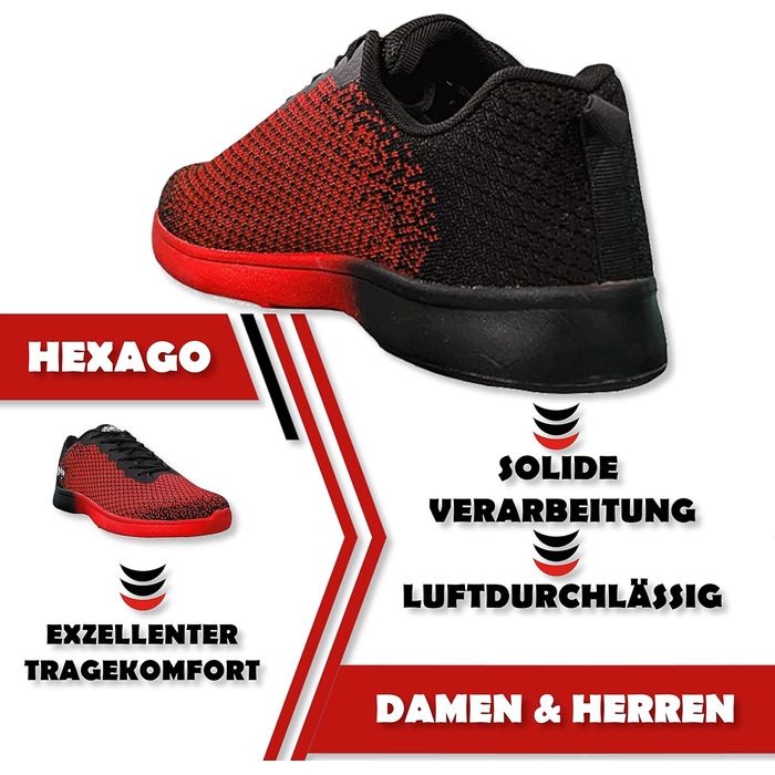 Жіночі та чоловічі боулінг-шоу Aloha HexaGo – універсальні для правші та лівші, 39 EU, червоно-чорні