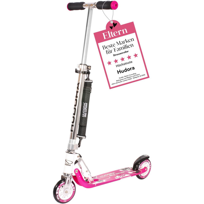 Дитячий алюмінієвий самокат HUDORA BigWheel 125, складаний, з регульованою висотою, для міста, до 100 кг, з ременем для перенесення