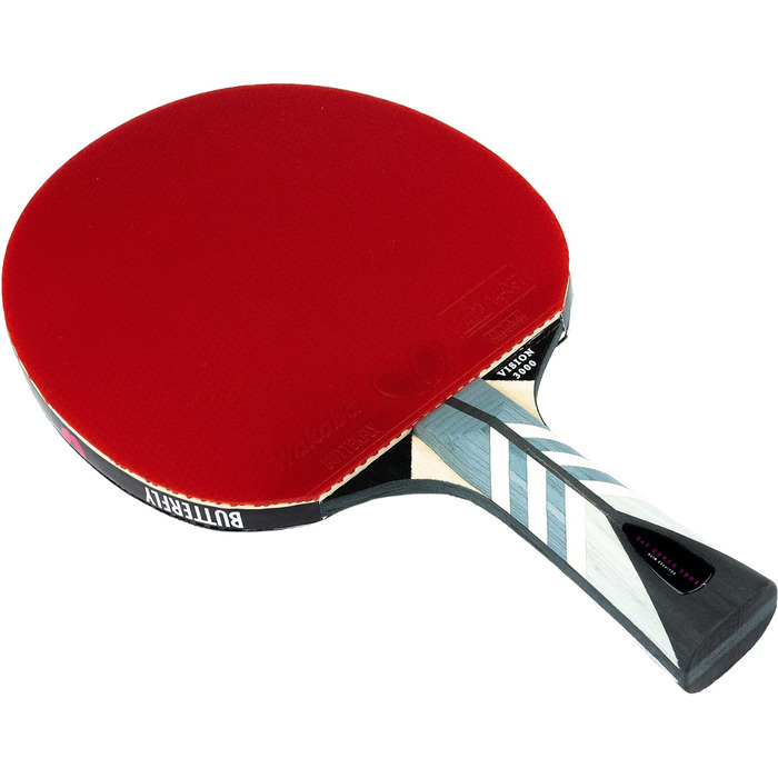 Стіл тенісний racket Butterfly Timo Boll Vision 3000 | Професійний ракетка для настільного тенісу | ITTF сертифіковане покриття Wakaba | Конкавна форма ручки | Комплект з чохлом CC1