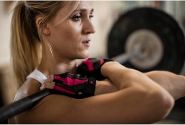 Рукавички для важкої атлетики Harbinger Dams Pro з вентильованою шкіряною долонею (пара), чорний/рожевий, розмір S (16,51 - 17,78 см)