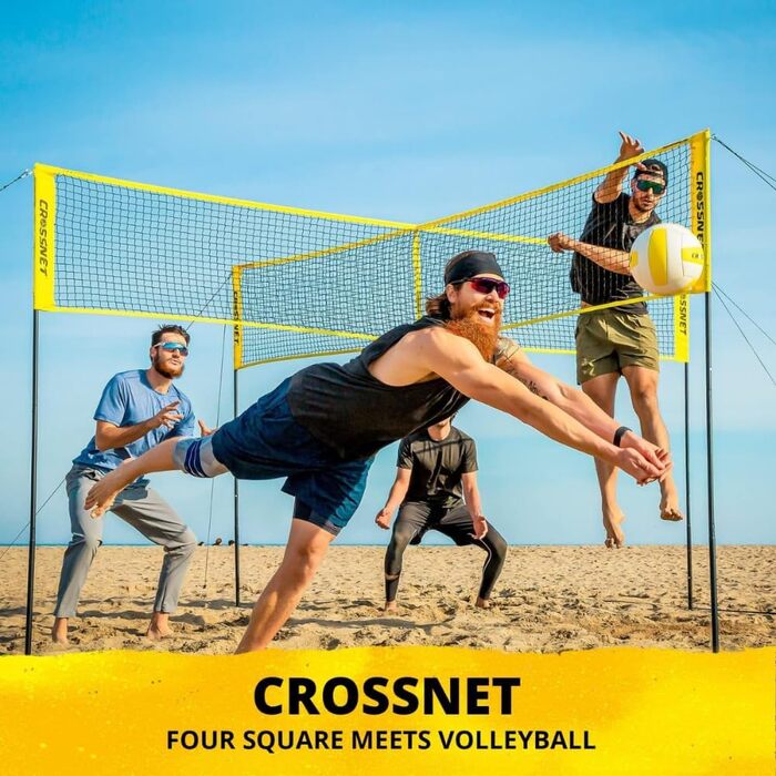 Сітка для волейболу CROSSNET 4-в-1, комплект для двору з рюкзаком і м'ячем, для дітей і дорослих, для вулиці