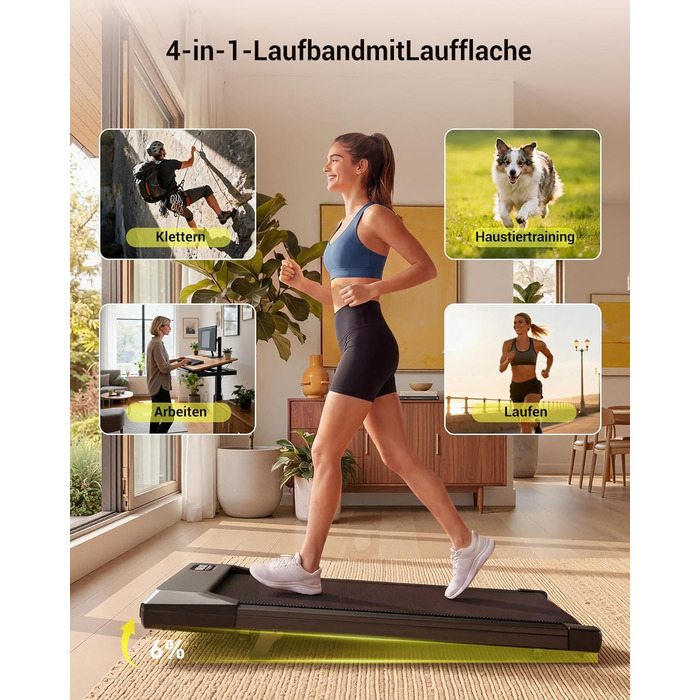 Складана бігова доріжка MJWW Raceable Walking Pad з нахилом 6-9%, потужність 2.5/3.0 HP, керування через додаток, AI-тренування та LED-дисплеєм для дому та офісу (чорна, 90 см)