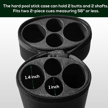 Більярдний кий Deekin 2x2 серія, овальна форма, сумка-чохол з 4 отворами, 2 кубики крейди, чорний колір
