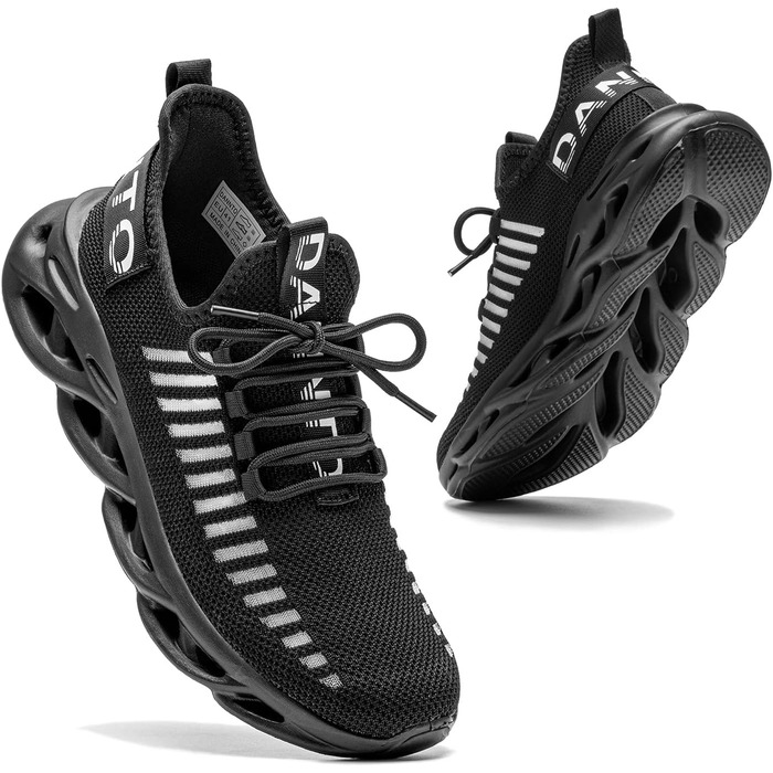 Кросівки для бігу DANNTO - чоловічі та жіночі, спортивні, легкі, дихаючі, з антиковзаючою підошвою, для занять у залі, фітнесу, вуличної бігової підготовки, чорні, 44 EU