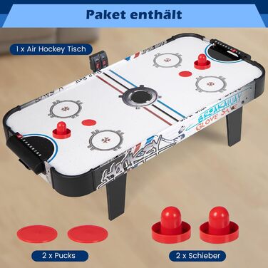 COSTWAY Аерохокейний стіл 42 дюйми з електронним LED-табло, 2 шайби, 2 ручки, 2 цілі, 106,5 x 53,5 x 30,5 см
