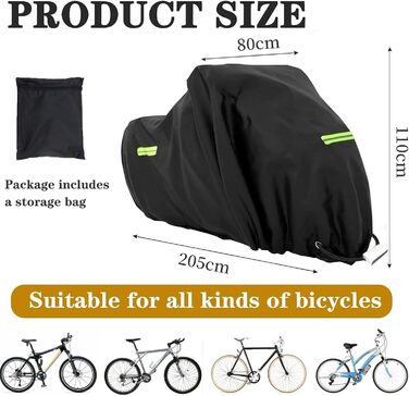 Водонепроникний чохол для велосипеда MOZMY, захисна накидка для 1-3 велосипедів, розмір 210*112*112 см, захист від погодних умов, отвори для замка
