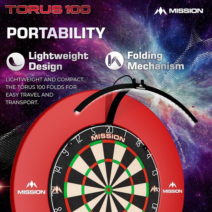 Світлодіодна система освітлення для дартсу Mission Darts TOR100 Torus 100, портативна, складна, чорна, піскоструминна обробка