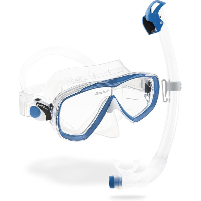 Маска для снорклінгу Cressi Estrella + трубка Seal Dry, прозора/світло-блакитна, універсальний розмір (комбінований набір)