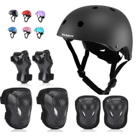 Дитячий шолом Kinder: для велосипеда, ролера, скейтборда, скутера (2-16 років), чорний комплект