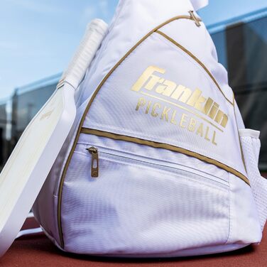 Рюкзак Franklin Sports для піклболу, біло-золотий – офіційна сумка US Open для чоловіків і жінок, підходить для екіпірування, ракеток, м'ячів та аксесуарів