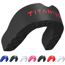 Захисна капа Titanium Sports Premium - Slim Fit з чохлом. Капу для захисту щелепи під час контактних видів спорту (бокс, ММА, джудо, карате, регбі, хокей, футбол). Червоний/Чорний. Для дітей (<11)