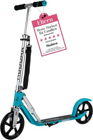 Самокат HUDORA BigWheel 205 алюмінієвий, складаний, регульований, для дітей та дорослих до 100 кг, з підніжкою