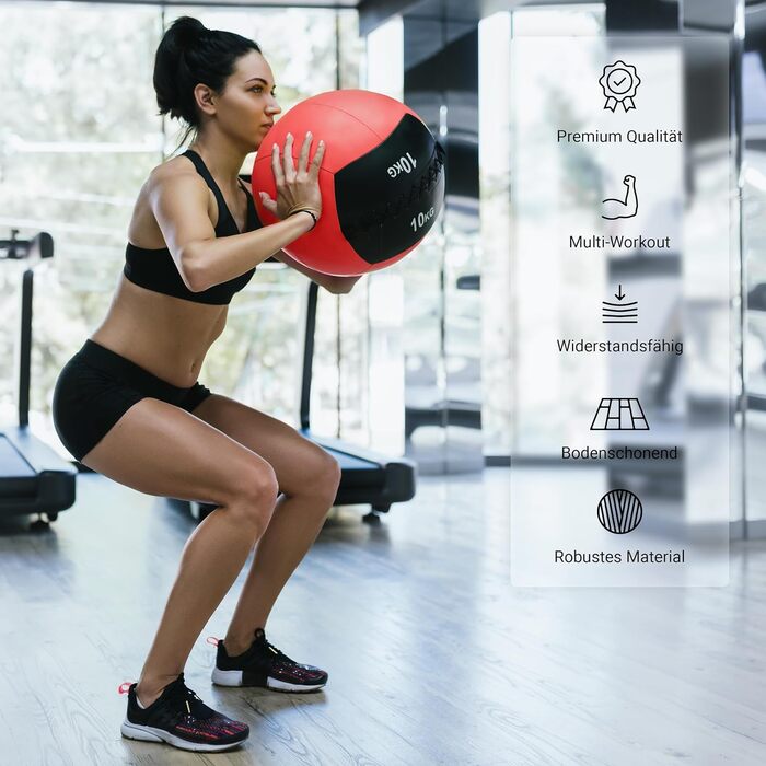 MSPORTS М'яч для фітнесу Wall-Ball, медичний м'яч, 2-10 кг, преміум якість
