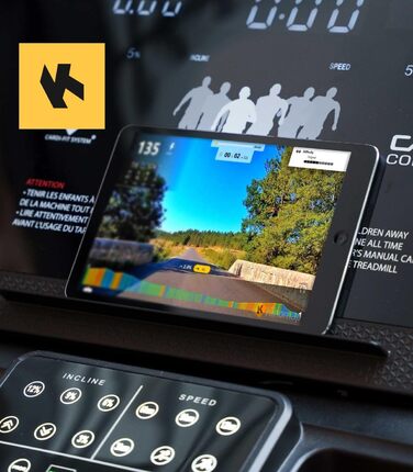 CARE FITNESS Fast Runner SP: Електричний біговий тренажер з регулюванням нахилу та складний - до 22 км/год, 20 рівнів нахилу, 57 програм, Kinomap