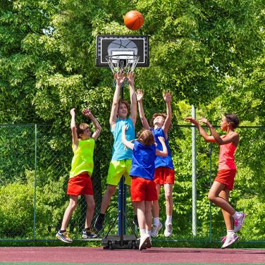 Баскетбольне кільце Yaheetech з регульованою висотою на стійці з колесами для вулиці та приміщення (76,5x56,5x249 см)