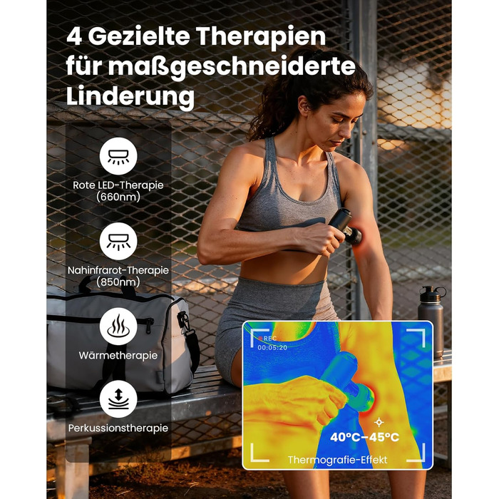 Масажер для м'язів Bob and Brad Q2 Ultra з інфрачервоним нагрівальним насадкою, портативний, тихий, для зняття м'язового болю, чорний + інфрачервоний нагрів