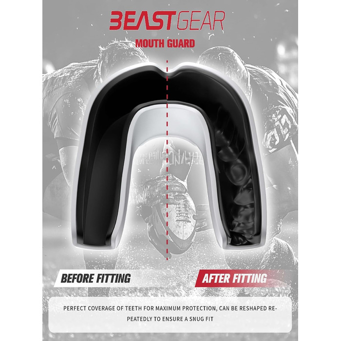 Захисна капа Beast Gear - для боксу, MMA, регбі, кікбоксингу, джудо, карате, хокею та бойових мистецтв. Зручна коробка для зберігання. Захищає зуби, ясна та щелепу. Білий.