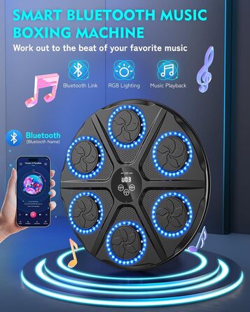 Музична бокс-машина для дорослих і дітей з Bluetooth, LED, 12 режимів та 12 швидкостей, бокс-рукавички в комплекті, електронний тренажер для боксу