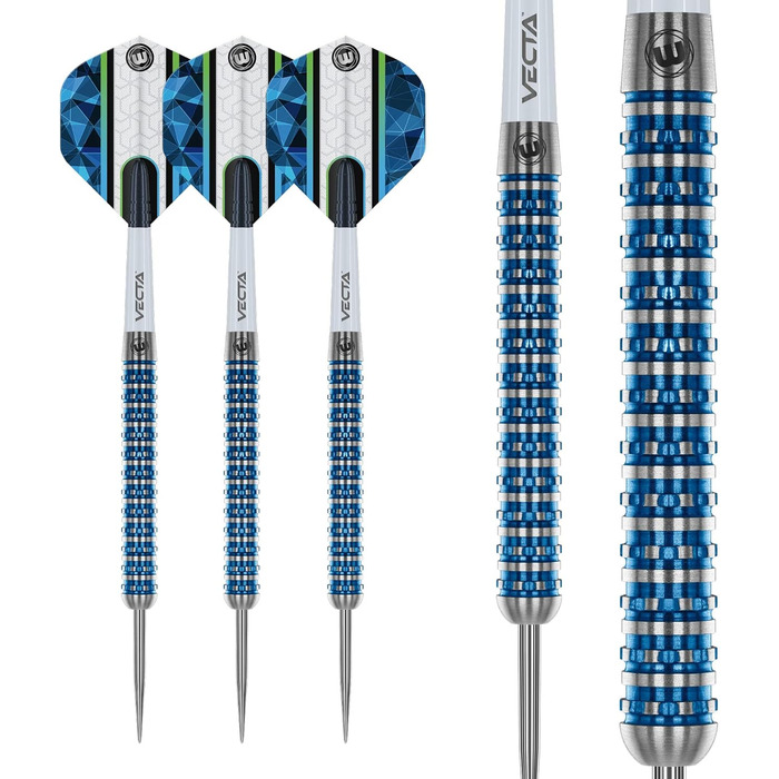 Дротики WINMAU Poseidon 24 г вольфрамові зі сталевим наконечником, професійні, з оперенням та хвостовиками