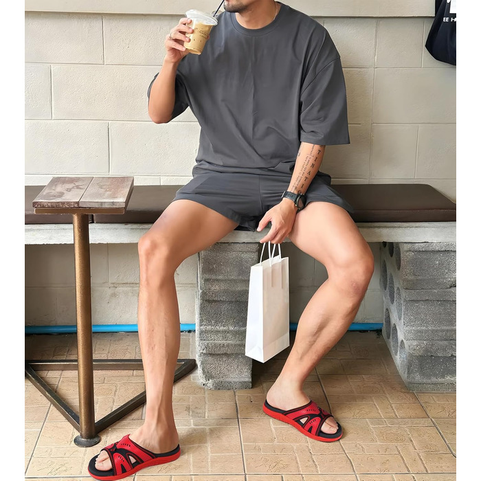 Чоловічі спортивні сандалії COFACE для відновлення після навантаження, підтримка склепіння стопи, ортопедичні, розмір 40-48 (44.5 EU, чорно-червоні)