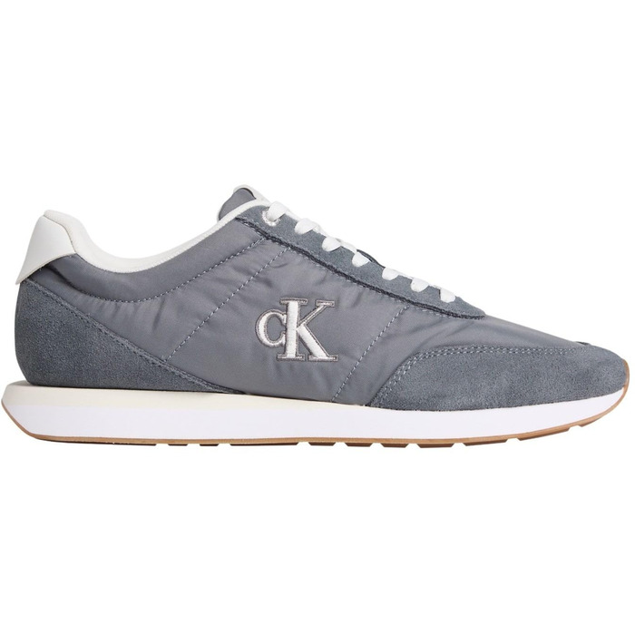 Чоловічі кросівки Calvin Klein Runner Retro Mix з логотипом, сірі (Grey Night Owl Off White), розмір 44.5 EU